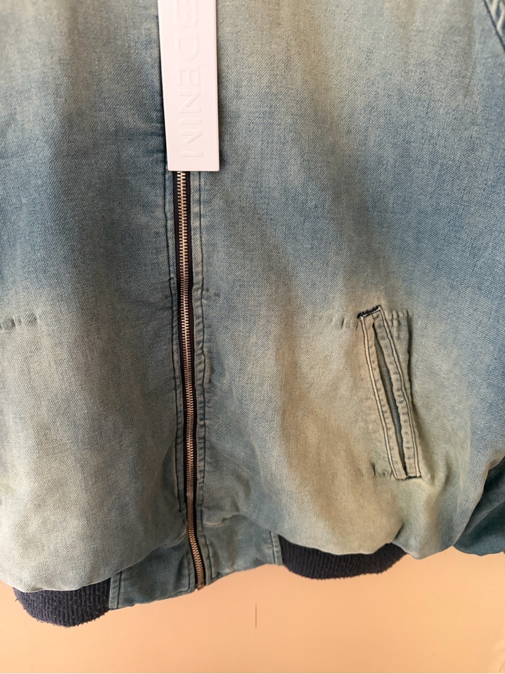 EB Denim Lombardi bomber jacket denim Washed Blue Olio oversized Revolve S - Picture 8 of 10